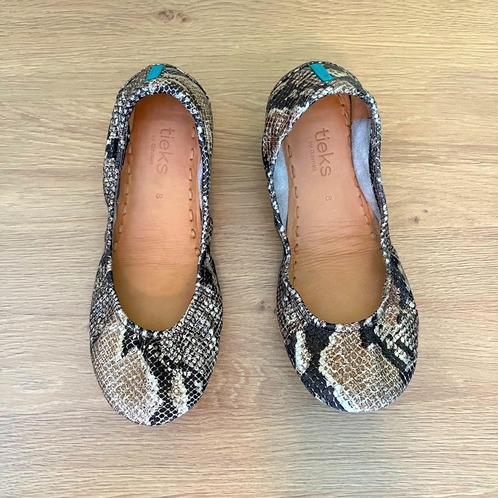 Tieks metallic snakeskin shoes